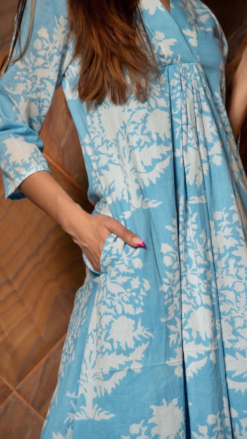 Blizzard Blue Pure 14 Kg Rayon Pant Anarkali main image 1