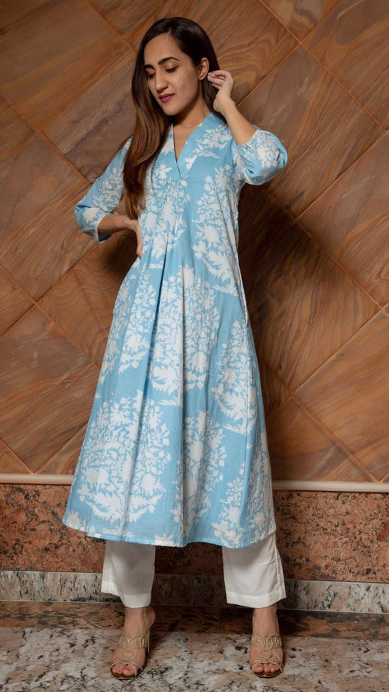 Dark Blue Pure 14 Kg Rayon Pant Anarkali main image 1