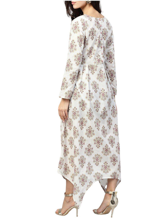 white-printed-maxi-dress-with-full-sleeves-10204101WH, Women Clothing, Cotton Dress