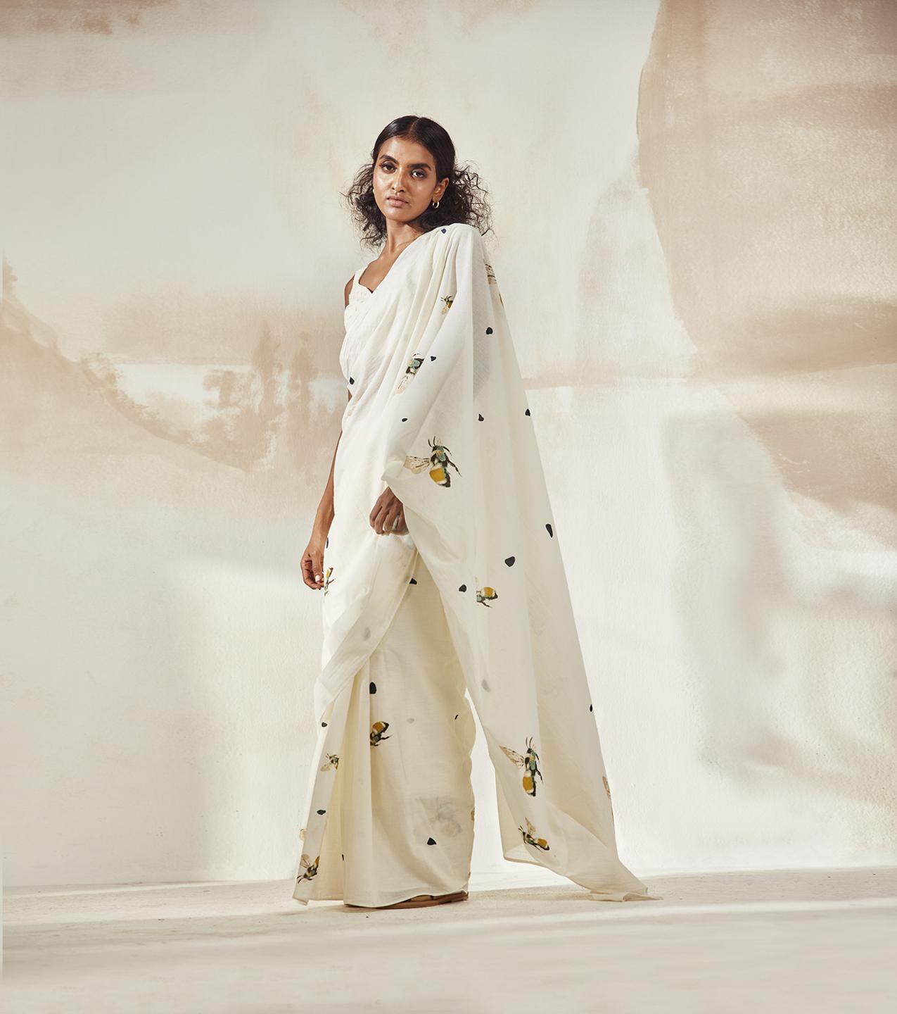 white-printed-mulmul-saree-with-pre-stitched-cotton-blouse-11922066WH, Women Clothing, Mulmul Saree