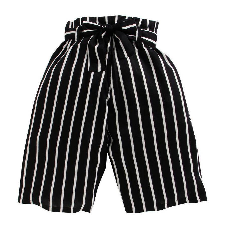 white-top-with-stripe-print-pant-10514041BK, Kids Clothing, Cotton Girl Pant Set