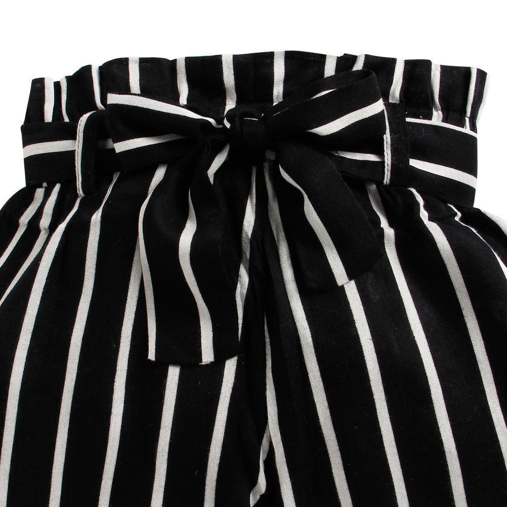 white-top-with-stripe-print-pant-10514041BK, Kids Clothing, Cotton Girl Pant Set