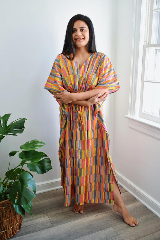 Yellow Ornate Long Caftan